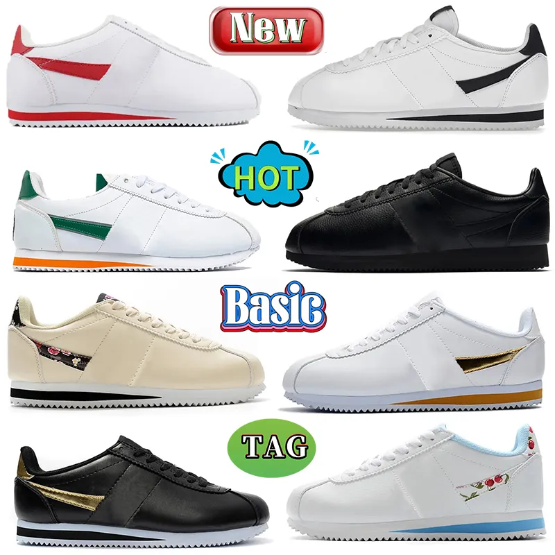 2023 Gortezs Casual Shoes Mäns kvinnor Sneakers Classic Basic Leather Shoes Black White Forrest Gump Stranger Things Obsidian Designer Men Women Sports Trainers