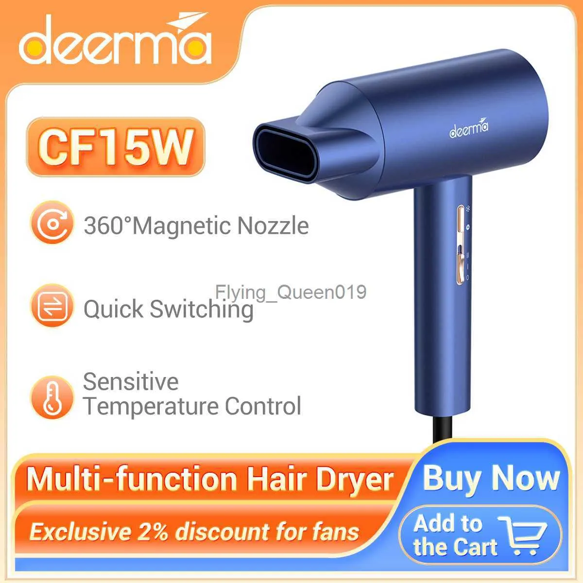 Secador de pelo eléctrico Deerma Secador de pelo profesional Multifunción de doble uso Inducción automática 2000W Secadores de pelo Envío gratis HKD230902