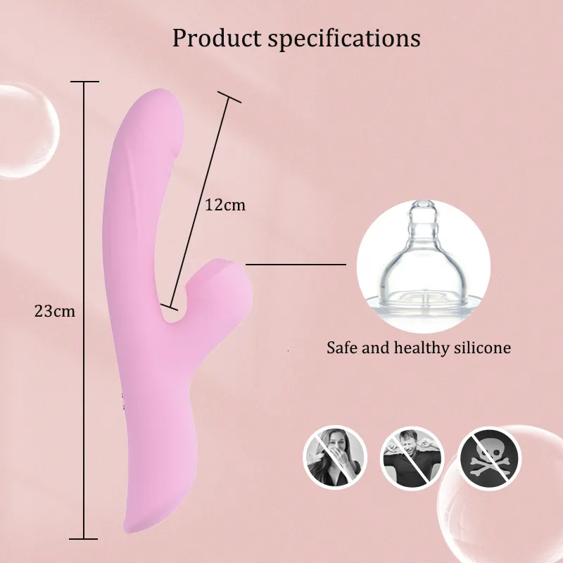 Vibratori Potente vibratore del dildo per le donne Stimolatore del clitoride Ventosa del clitoride Vuoto Leccata orale Dito gling S_voghion.com