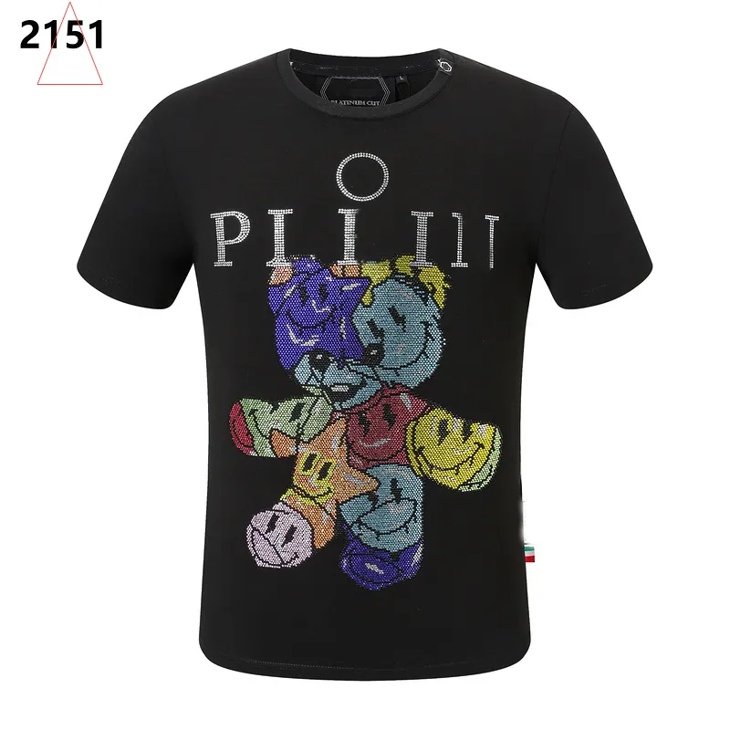 NOUVEAU STYLE Bear Phillip Plain Hommes T-shirts Designer PP Crâne Diamant T-shirt À Manches Courtes Dollar Marque Tee Haute Qualité Crânes T-shirt Tops Pq2151