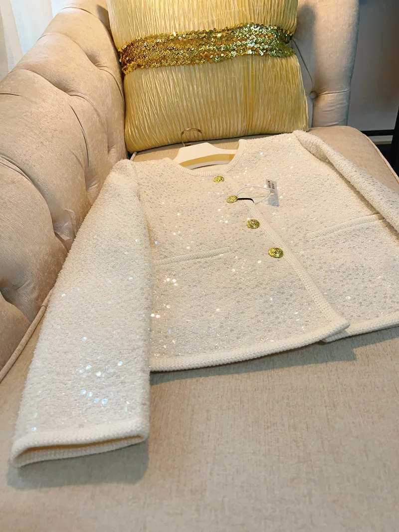 Blazer Con Lentejuelas De Un Solo Color - Chaqueta Elegante De Manga Larga, Ligera, Para Negocios O Fiesta