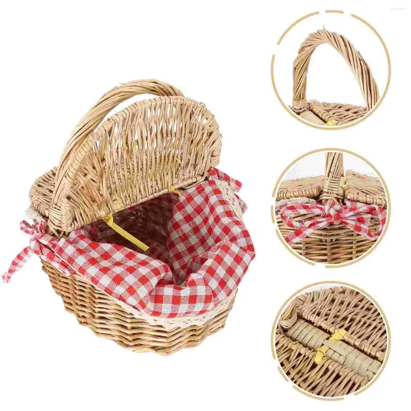 Dinnerware Sets Woven Tray Picnic Basket Snack Fruit Wicker Home Weaving Vegetable Toddler