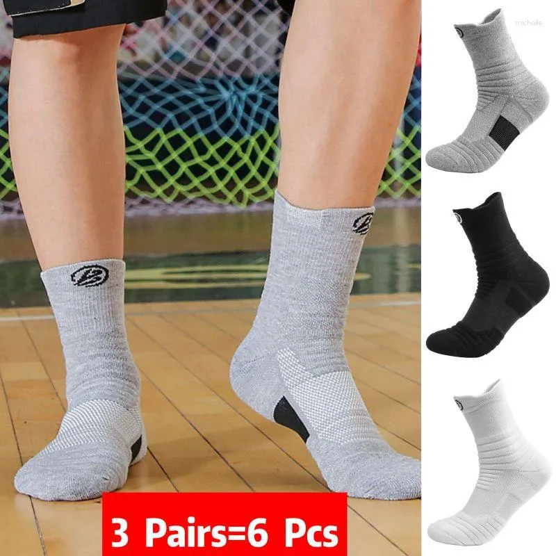Men's Socks 3pairs/Lot Compression Stockings Breathable Basketball Sports Cycling Moisture Wicking High Elastic Tube