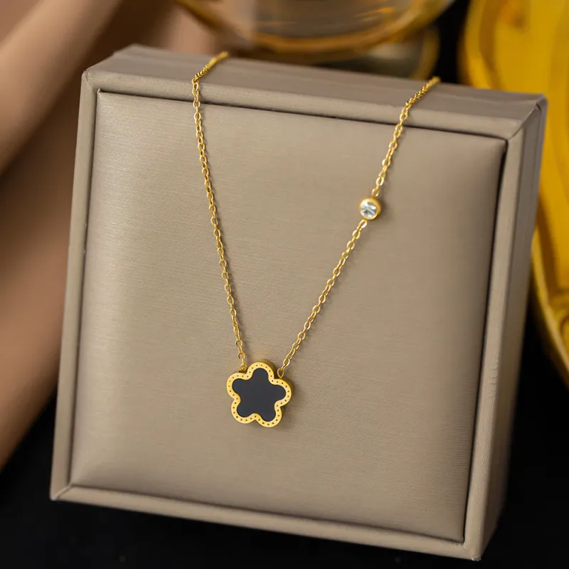 Four Leaf Clover Necklace Stainless Steel Pendant, Lucky Charm Jewelry ...