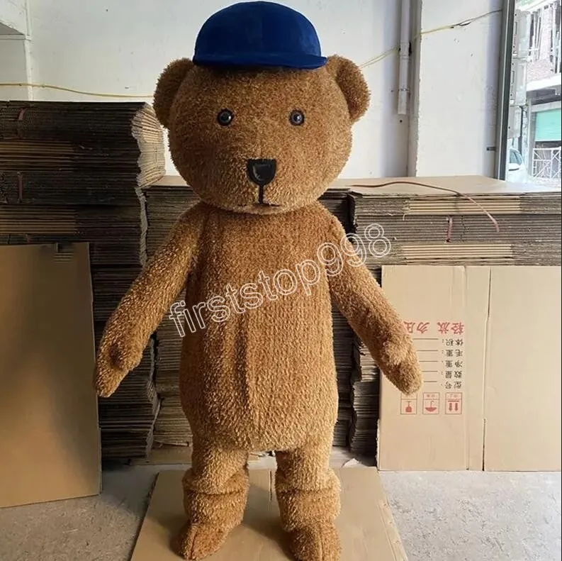 Costume de mascotte d'ours, simulation de performance, personnage de dessin animé, taille adulte, tenue de publicité extérieure de noël