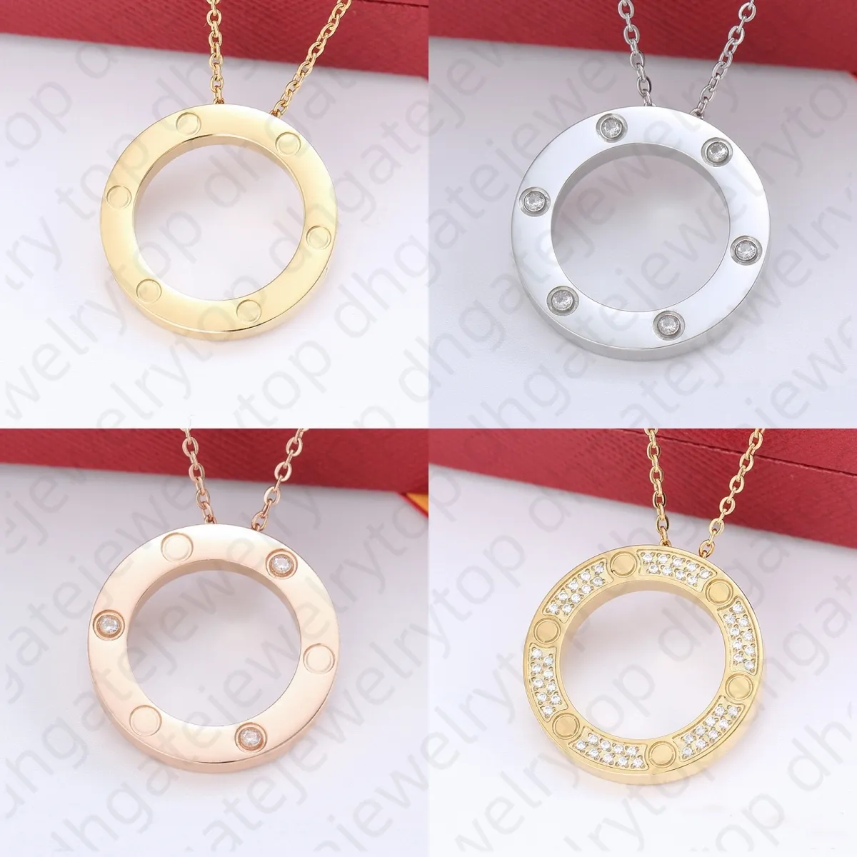 Designer Luxury Circle Love Necklace For Women Love Jewelry Diamond Chain Valentines Day Gift Halsband Chokerkedjan smycken Tillbehör Non Fading