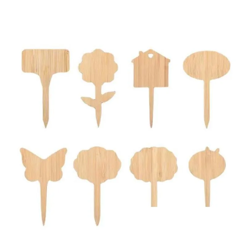 Other Household Sundries 2021 New 10Pcs Flower Card Succent Label Cards Landscape Signboard Nameplate Carved Bamboo Sign Tags For Gard Dhq75