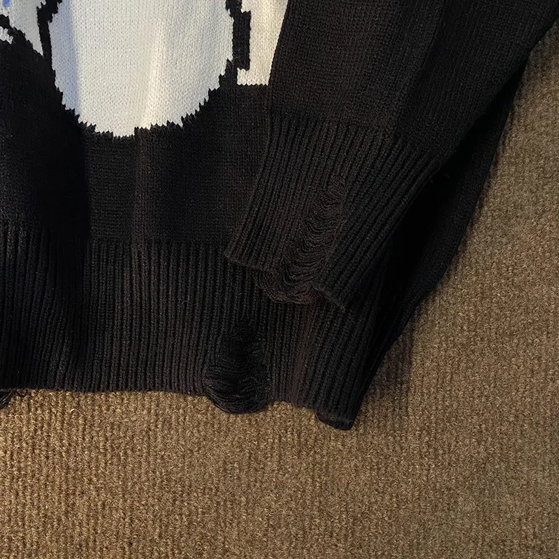 Haut décontracté gothique européen et américain Y2K mode lapin imprimé Kawaii Grunge Streetwea Vintage tricoté Harajuku hiver pull pour hommes