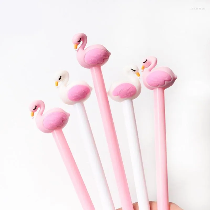 Kawaii urocze flamingo marker długopisu gumowe neutralne pióra żelowe dla dziewczęcy studenckie biuro szkolne dostarcza papierkowe papeleria SL1113