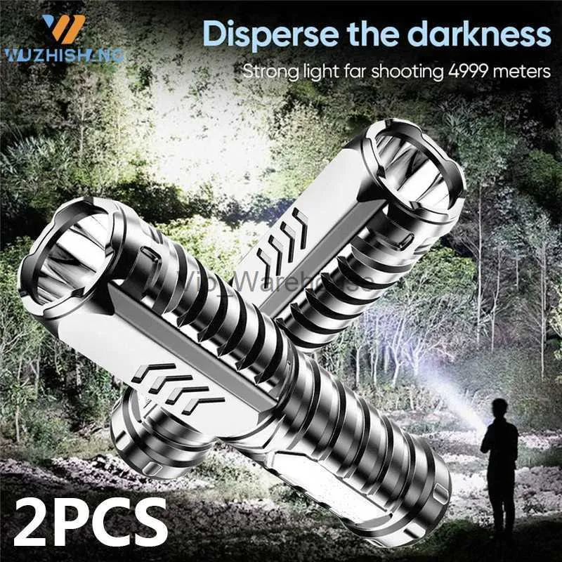 Torches 1/2pc Siły specjalne mocne światło latarka potężna LED USB Laska do ładowania LED Porodowe gospodarstwo domowe powszechnie używane światło HKD230902