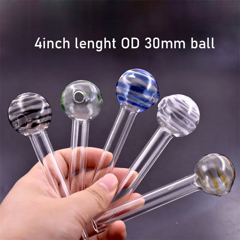 Großhandel 4 Zoll 3 cm Kugel Glas Ölbrenner Rohr Streifen Farbe Glas Ölbrenner Klar Tolles Rohr Glasrohr Ölnagelrohr