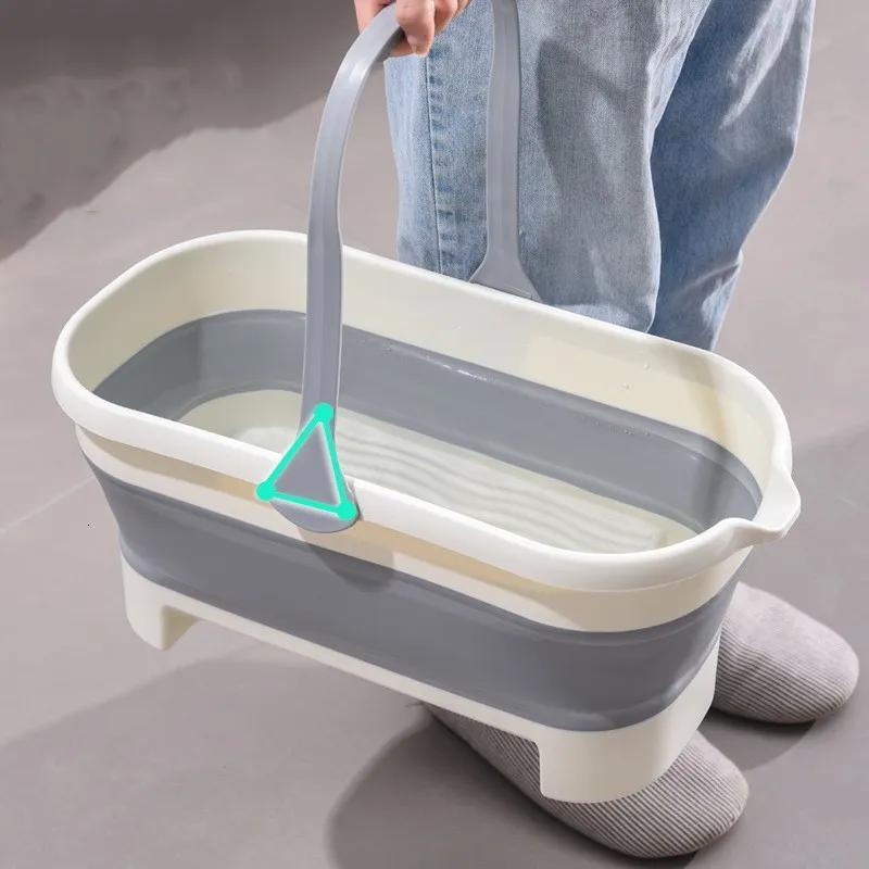 Silicone Cleaning Bucket Large Collapsible Mop Bucket Bathroom Kitchen Camp  Bucket