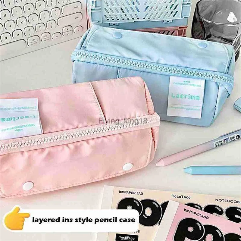 Bolsas de lápis Caso de lápis de grande capacidade Kawaii Canvas Bolsa de lápis Coreano Papelary Ins Holder de caneta de volta à escola Fote de bolsa