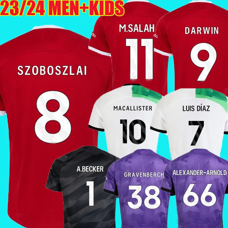 23 24 saison SZOBOSZLAI maillots de football MAC ALLISTER 2023 2024 Mohamed Diogo GAKPO Luis DIaz maillots de football hommes enfants uniformes