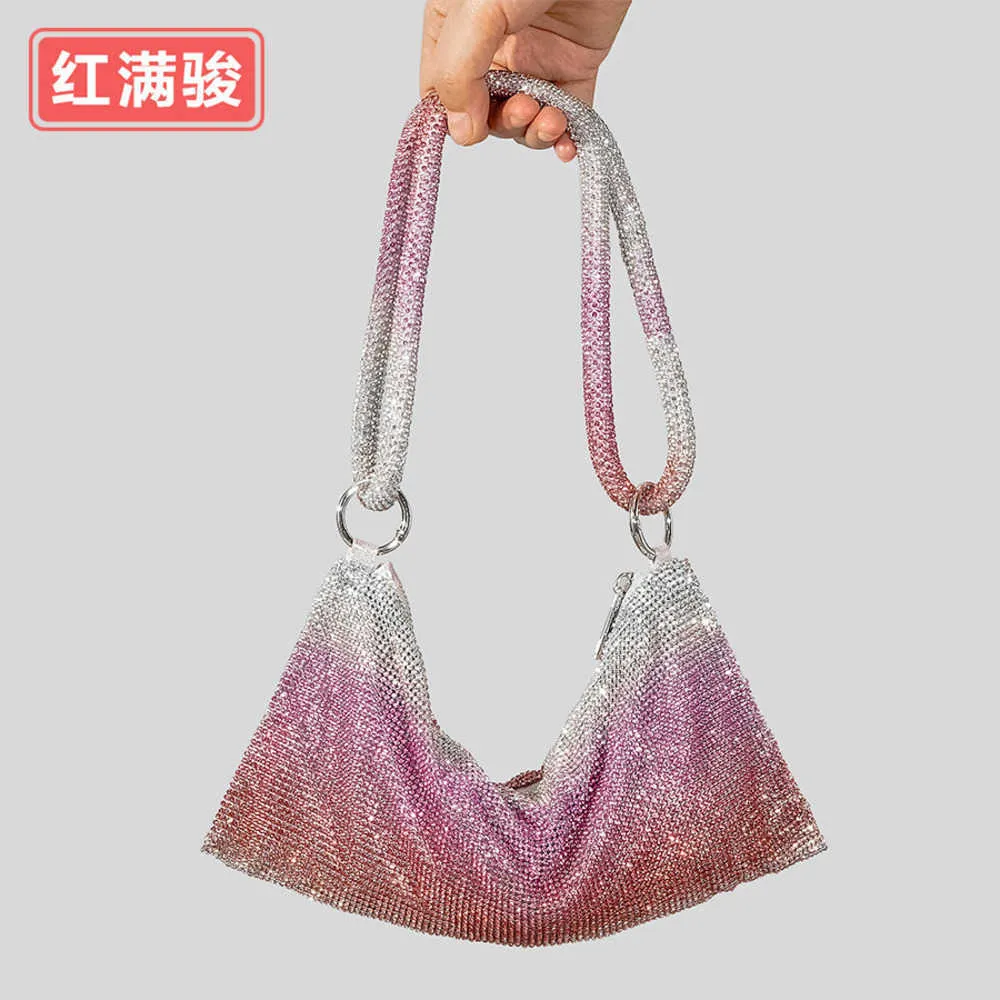 Sac de strass orné de diamants faits à la main brillant pour les femmes Bling Gradual Dinner Single Sac à bandoulière Advanced Light Luxury Handbag 230902