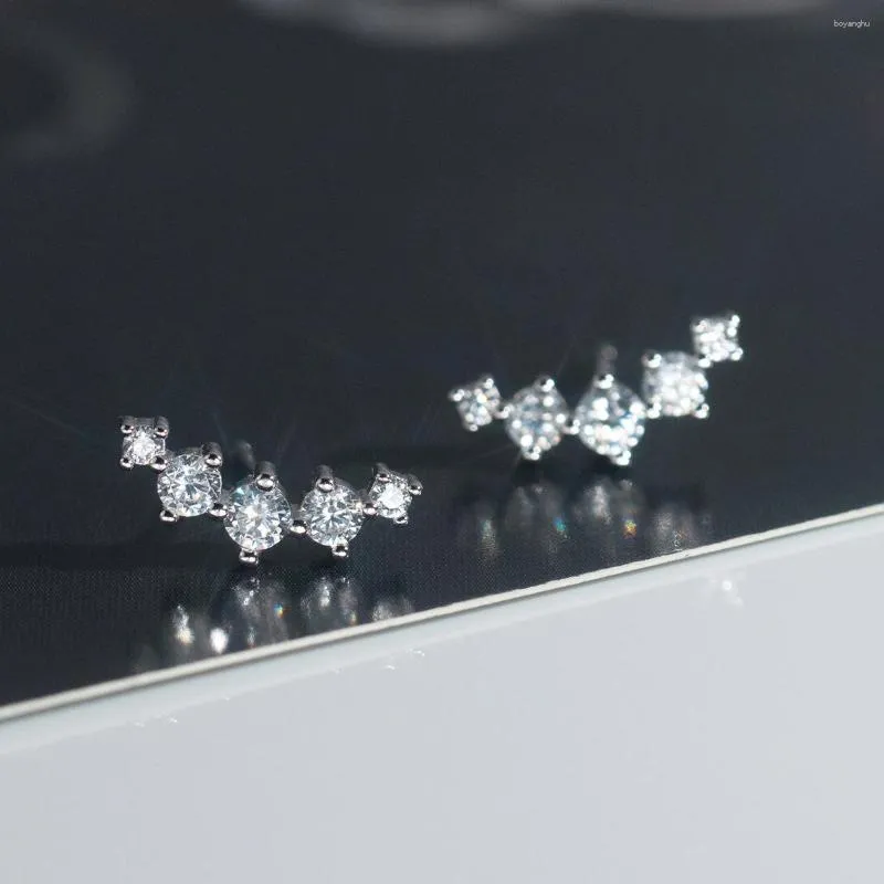 Boucles d'oreilles TOYOOSKY S925 en argent Sterling simples diamants incurvés clous d'oreilles Ins Style Design sens bijoux élégants pour les femmes fête