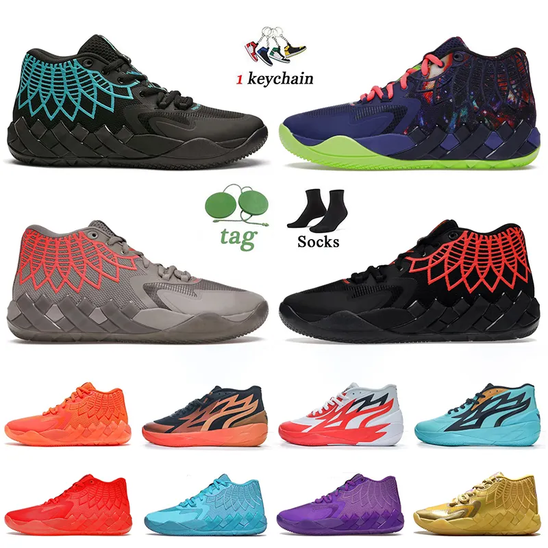 Herren LaMelo Basketballschuhe MB01 Rick Morty zu verkaufen Ball Queen City Blau Orange Rot Grün Tante Pearl Pink Purple Cat Carton Melo Turnschuhe Sporttrainer