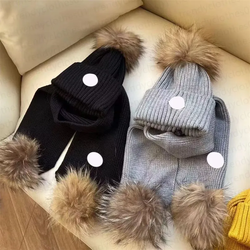 Kinder Jungen Mädchen Häkelmützen Mützen + Schals Modedesigner Strickschal Kindermütze Häkelmütze Kunstfellschale Winter warme Wollmischung Accessoires Kindersets