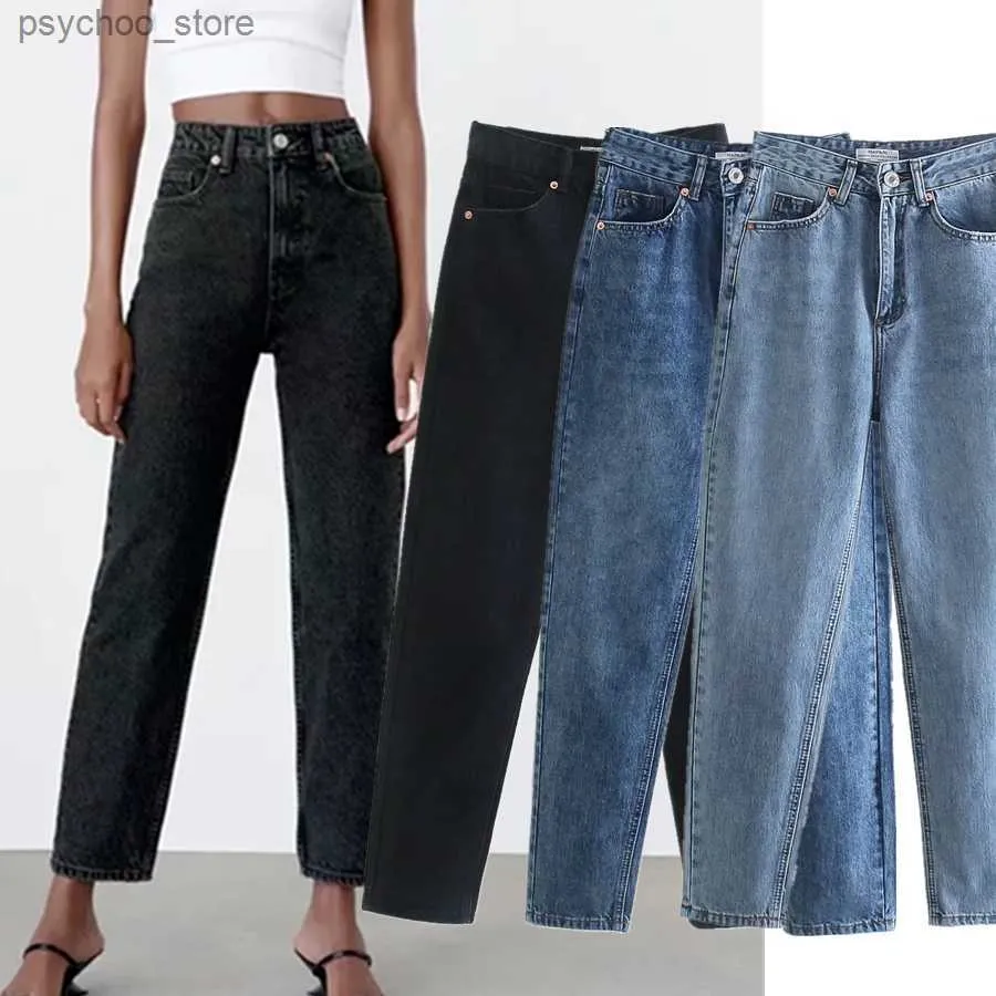 Jeans da donna Jenny Dave Jeans Donna Casual Basic Allentati Vita alta Jeans Harem Stile Inghilterra Moda Solido Semplice Retro Jeans mamma per le donne Q230901