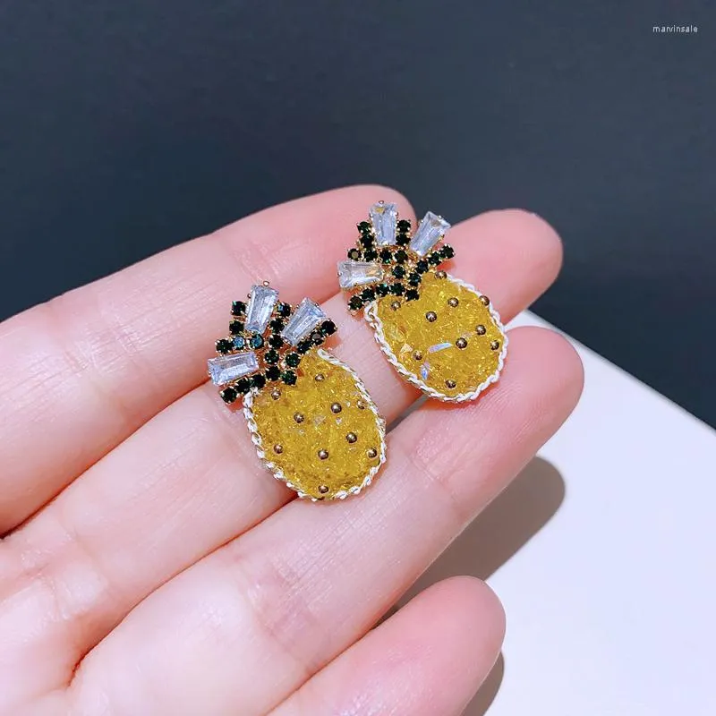 Boucles d'oreilles MIGGA cristal autrichien fruits ananas pour femmes Design Original bijoux de fête de luxe