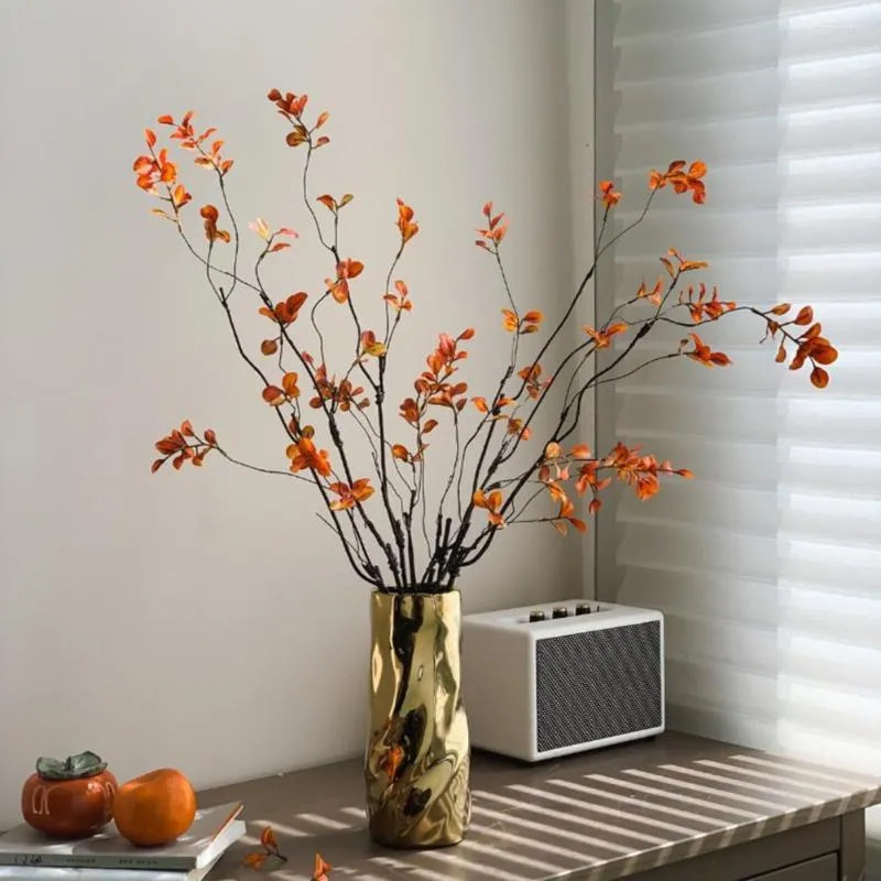 Flores Decorativas Planta Artificial para Todo Clima Centro De Mesa De Hojas De Imitación De Otoño Hojas De Otoño para Decoración De Oficina De Boda En Casa Bajo Mantenimiento