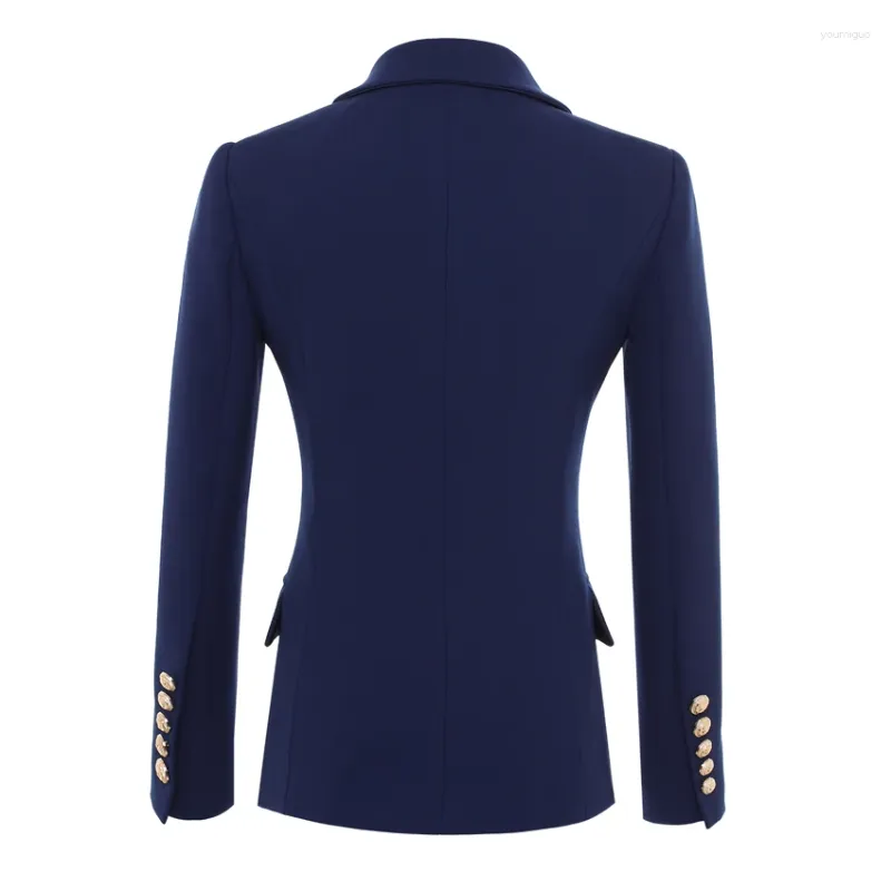 Women's Suits 2023 HIGH QUALITY Fashion Designer Suit Jacket Gold Buttons Navy Blue Double Breasted Blazer Outerwear Size S-5XL