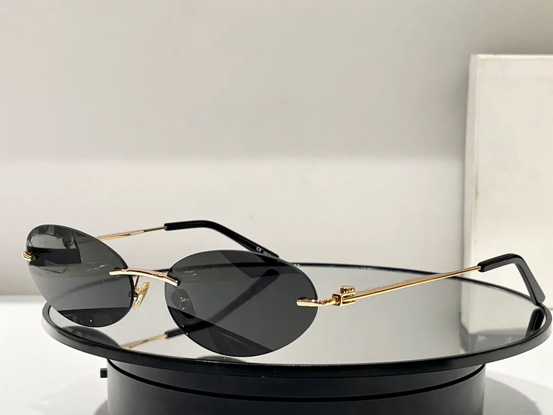 Black Grey Oval Sunglasses 0179 Rimless Frame Women Men Summer Sunnies gafas de sol Sonnenbrille UV400 Eye Wear Unisex with Box