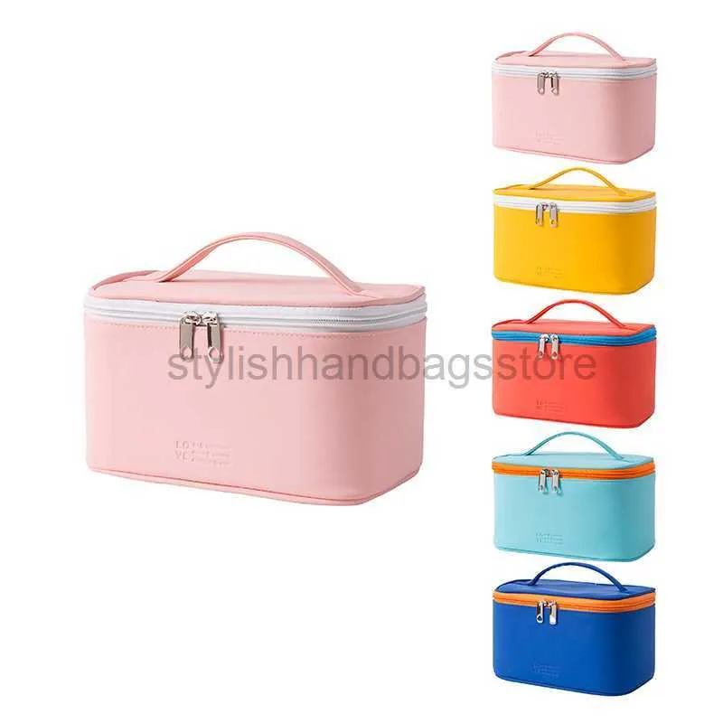 Totes Sac de maquillage en PU grande capacité pour femmes, organisateur de cosmétiques à fermeture éclair, sac à main étanche multifonctionnel, boîte de maquillage, boîte de maquillagestylishhandbagsstore