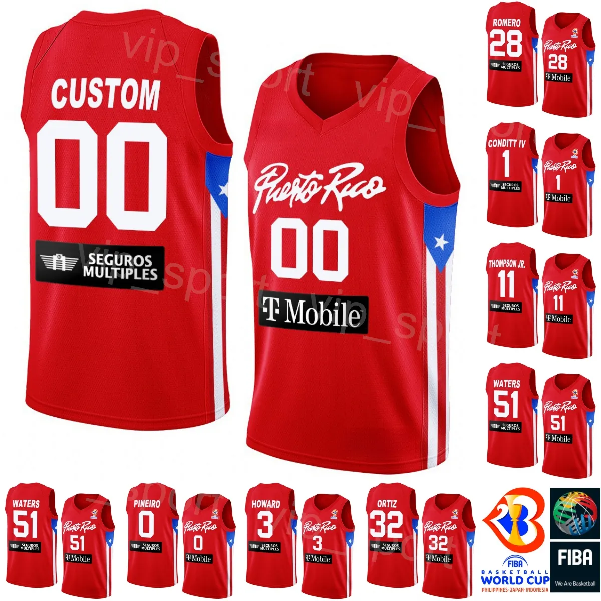 Printed Puerto Rico Basketball 2023 World Cup 32 Christopher Ortiz