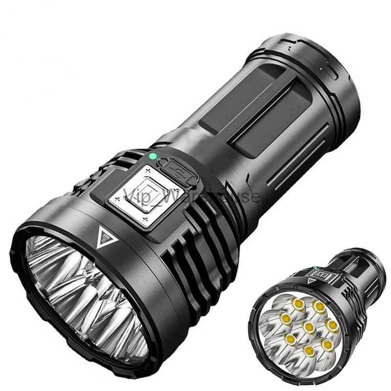 토치 코브 강한 조명 손전등 LED7 램프 비드 충전식 슈퍼 밝은 가정용 야외 장거리 다목적 Xenon 장거리 HKD230902