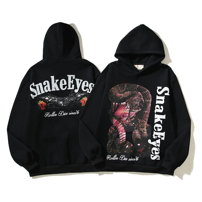 Sweats à capuche pour hommes yeux de serpent imprimé sweat pull à capuche Hip Hop pull haut