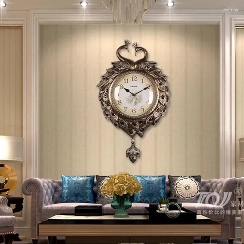 Настенные часы павлин ресторан интерьер эстетический дизайн эстетического дизайна минималистского китайского стиля перевозки домашнего украшения