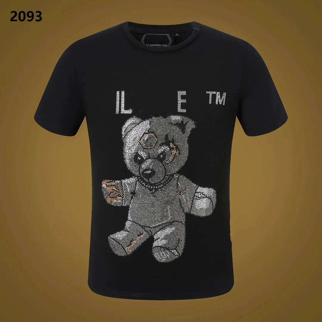 Nuevo estilo Phillip Plain Camiseta para hombre Diseñador PP Skull Diamond Camiseta Manga corta Dollar Brown Bear Marca O-cuello Calaveras de alta calidad Paris Camiseta PP Polo P2093