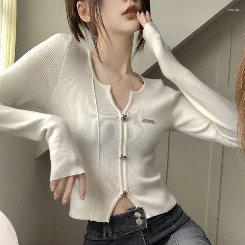 Korean Fashion Cropped Cardigan Women's Ribbed Zip-Up Sweater, Goth  Inspired, Long Sleeve Autumn Top Sexy Casual