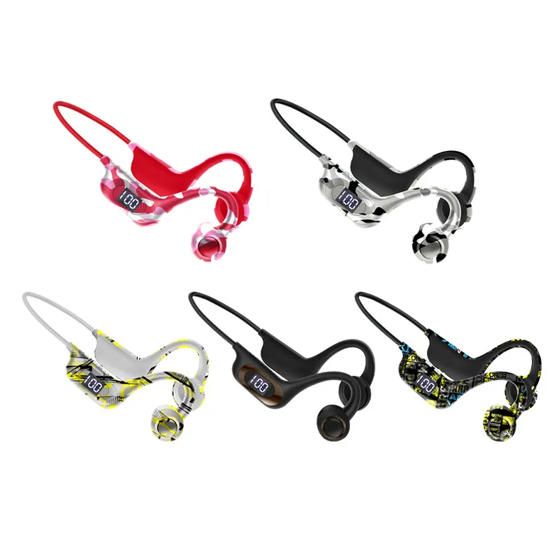 2023 AKZ-G9 Conduction osseuse Fone Bluetooth Écouteurs sans fil LED Crochet d'oreille Air Pro Écouteurs sans fil Bluetooth Sport Casque Support TF Carte