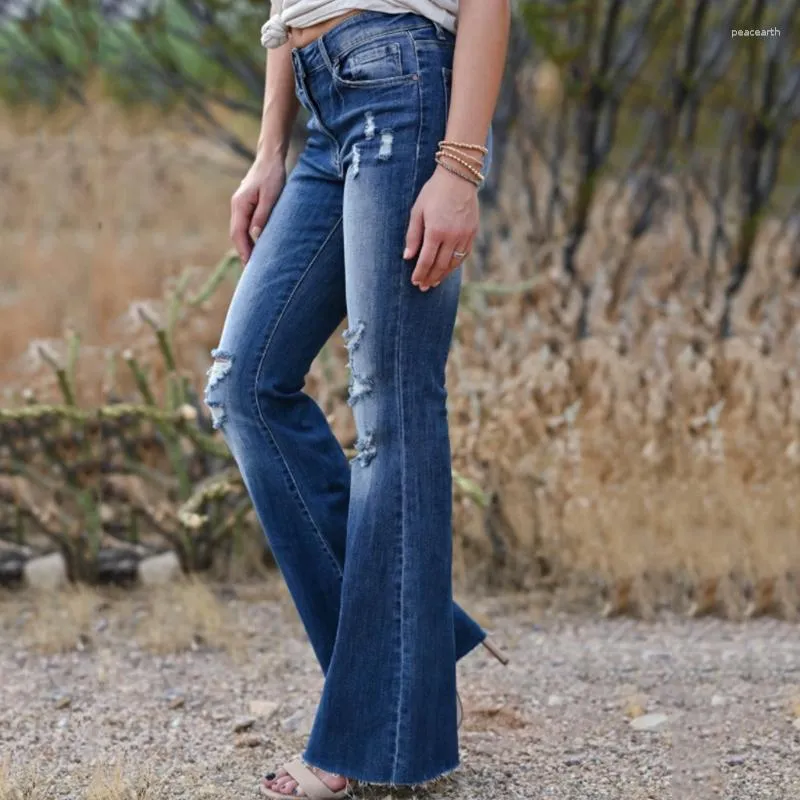 Jeans Pour Femmes Quotidien D contract Longue Stretch Dames Denim