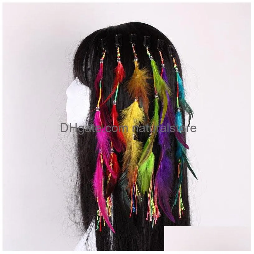 Haarspeldjes Haarspeldjes Colorf Boheemse Veer Mode Accessoires Indiase Bb Clip Vrouwen Sieraden Mix Kleuren Groothandel Drop Delivery Hairj Dh6Gc