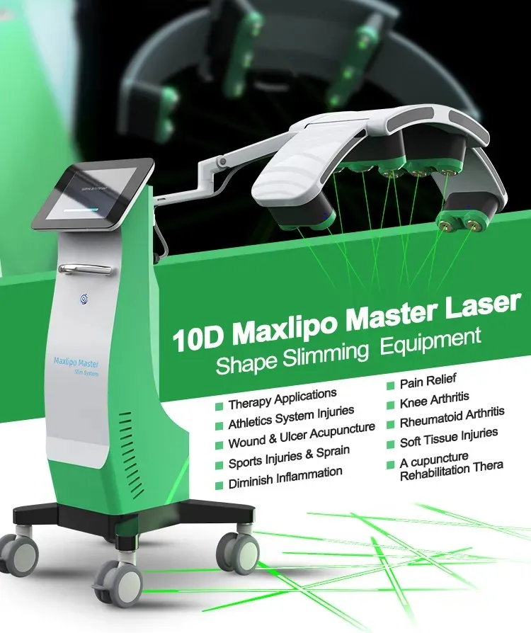 Alta qualità 10D MAXlipo Master LIPO perdita di peso laser Macchina dimagrante modellante del corpo indolore Luci verdi Terapia laser fredda Attrezzatura per salone di bellezza per la rimozione del grasso