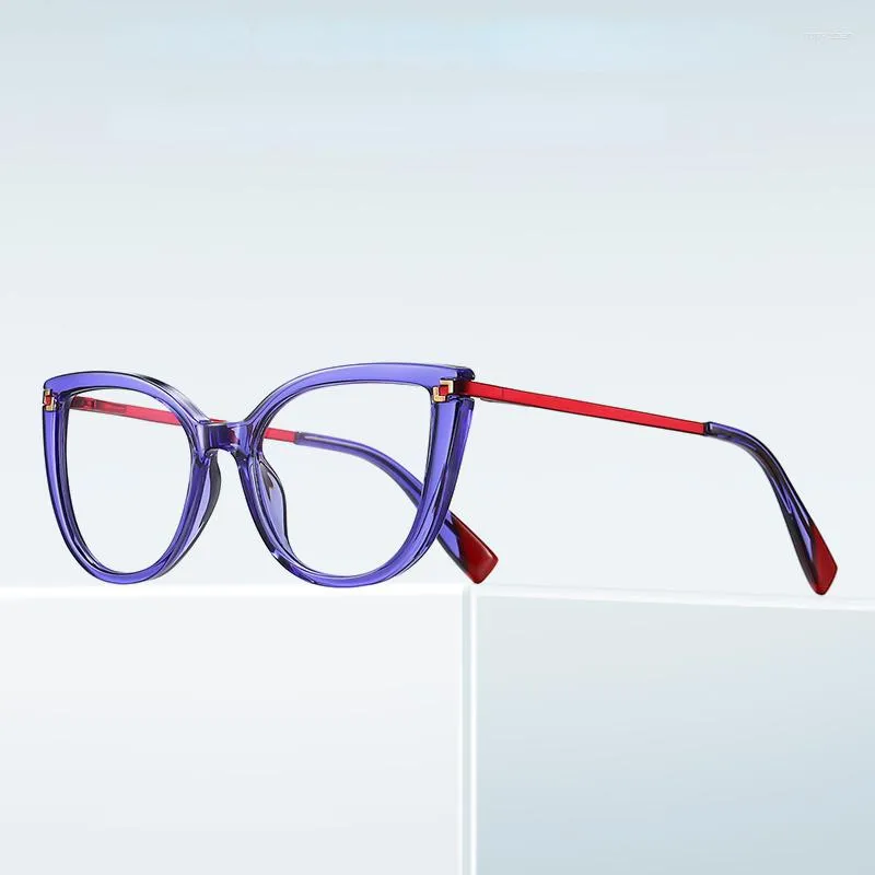 Lunettes de soleil Transparent violet cadre lunettes de chat pour les femmes TR90 Anti lumière bleue ordinateur Anteojos Lentes Para Mujer