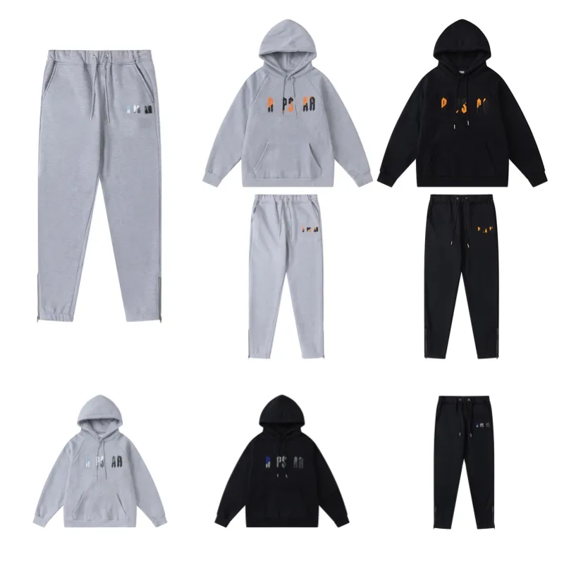 Mens Tracksuits tröja byxor Set designer hoodies streetwear tröjor sportdräkt broderi plysch brev dekoration tjocka män byxor s-xl 8 färger