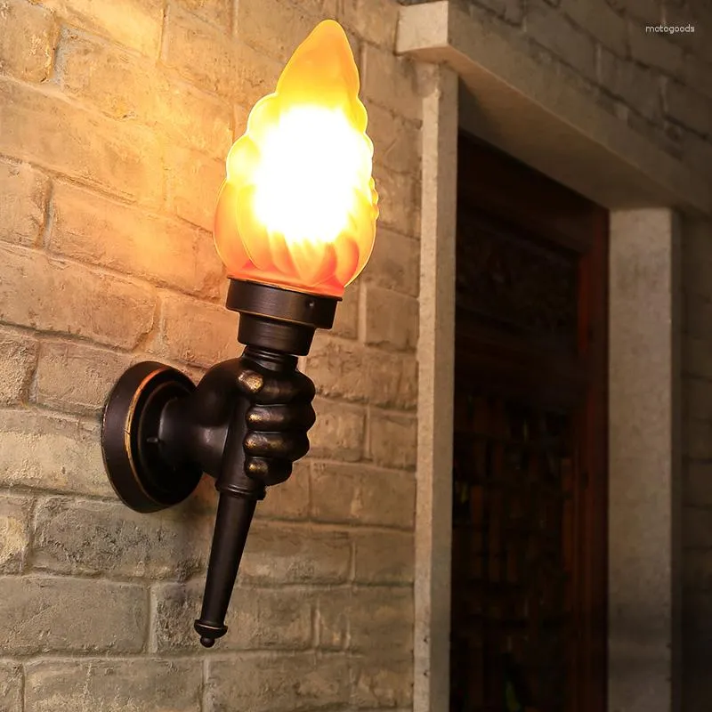 Wall Lamp Creative Torch Hand Light Restaurant Cafe Bar Porch Aisle Stair Bedroom Living Room Outdoor Garden Sconce Bra