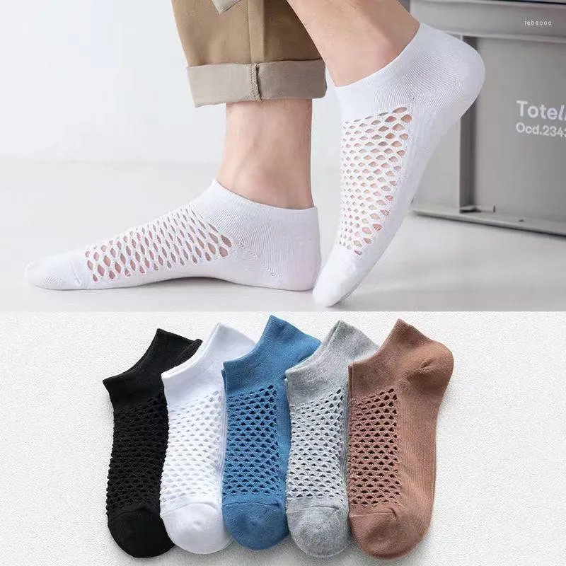 Männer Socken Solide Aushöhlen Sommer Atmungs Low-rohr Mode Dünne Schweiß absorbieren Deodorant Loch Männliche Mesh Boot socke Baumwolle