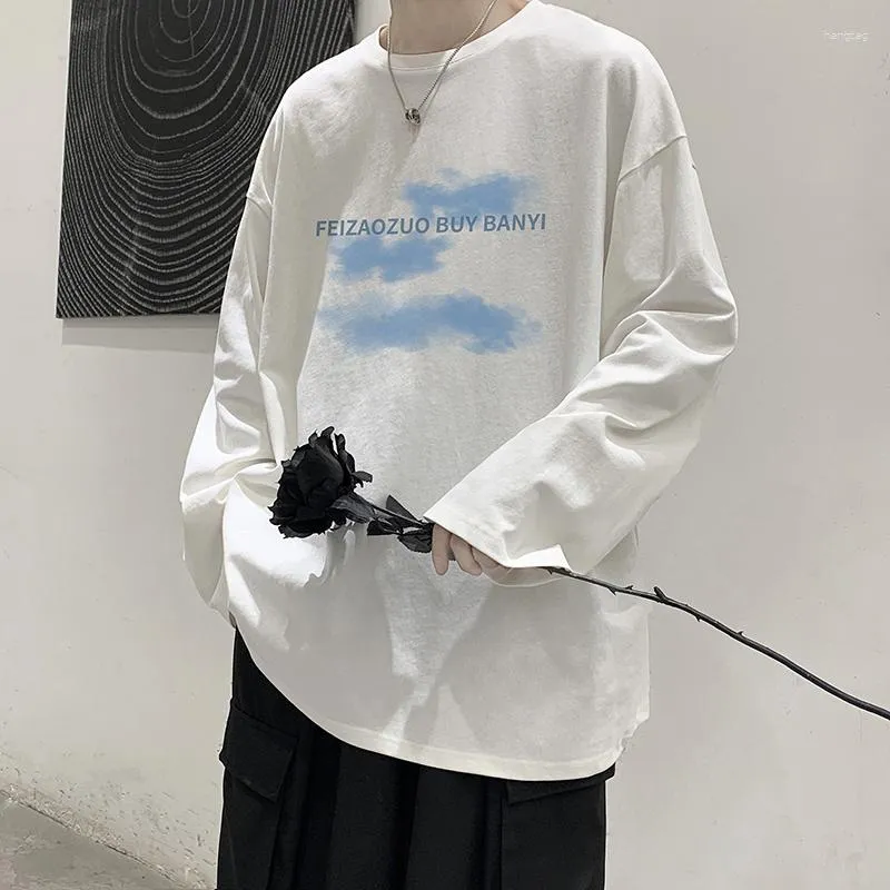 2023 Mens Autumn Cloud Letter Printed Loose Crewneck Oversized T