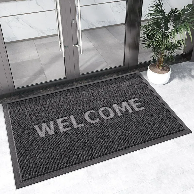 Tapis en caoutchouc paillasson extérieur intérieur pièce imperméable anti-dérapant tapis tapis pour porte d'entrée tapis de bienvenue avant pied Pad gris