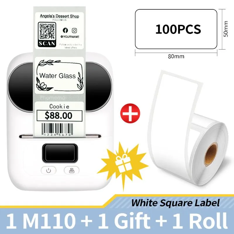 M110 Auto-adhésif Étiqueteur Mini Imprimante Sans Fil Portable Téléphone Autocollant  Imprimante Machine pour Tissu Bijoux Étiquette de Prix