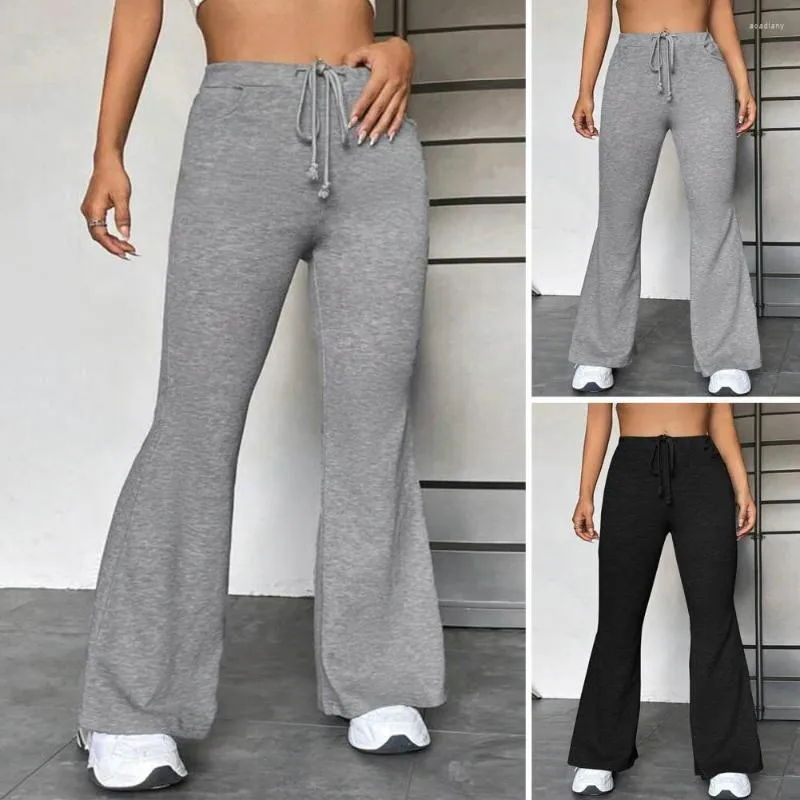Actieve broek Dames joggingbroek Trekkoord Elastiek in de taille Zakken Rekbare sportfitness Yoga lange broek over de volledige lengte