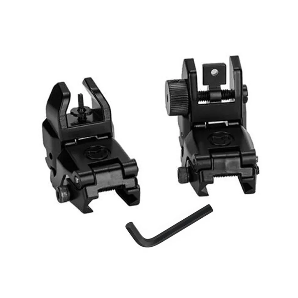 Tactical Front and Rear Flip Up Sight Full Metal Construction Micro Rifle Optic Sight for M4 AR15 fit 20mm Picatinny Rail