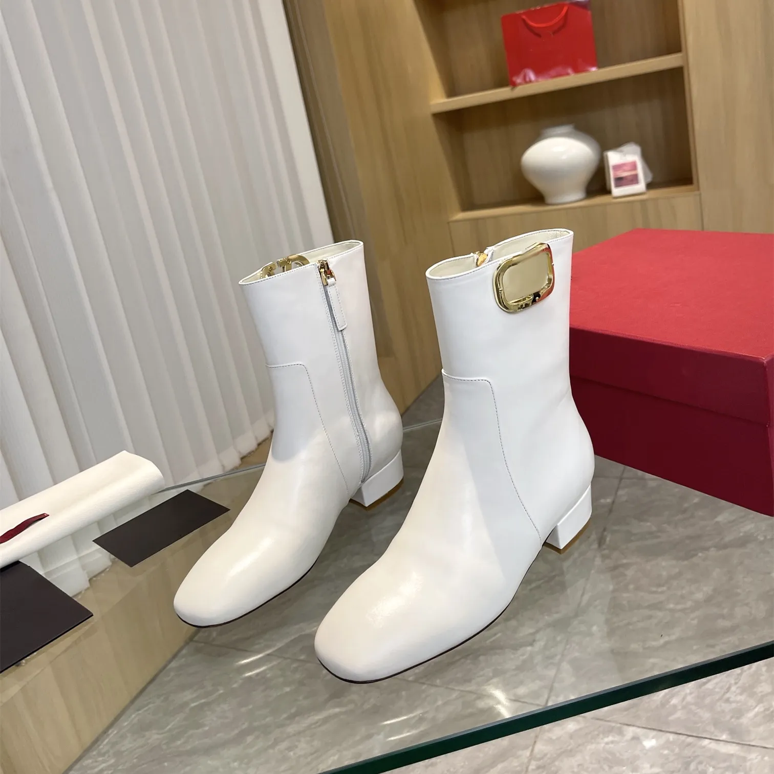 Designer white booties online
