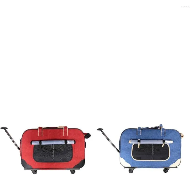 Dog Carrier Pet Bags With Removable Rolling Wheels Dogs Cats Backpack Breathable Luggage Pets Car Travel Transport