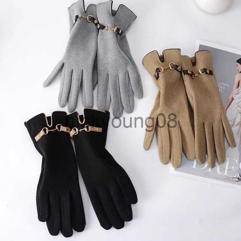 Fem fingrar handskar fem fingrar handskar mode lady handske mitten vinter vintage pekskärm Körning Keep Warm Windproof Dropshiping Grace 230824 X0902